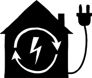 Symbol Haus mit Stromkreislauf